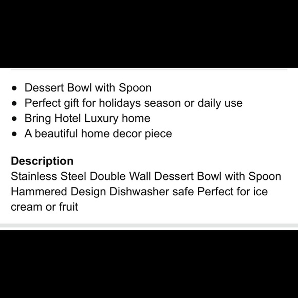 NEW Elegance Stainless steel hammered bowl with spoon. Approx. 11.4x11.4x7.6 cm. - Picture 2 of 9